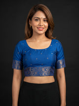 MIMOSA Rama Mysore Silk crepe Saree — blouse close-up