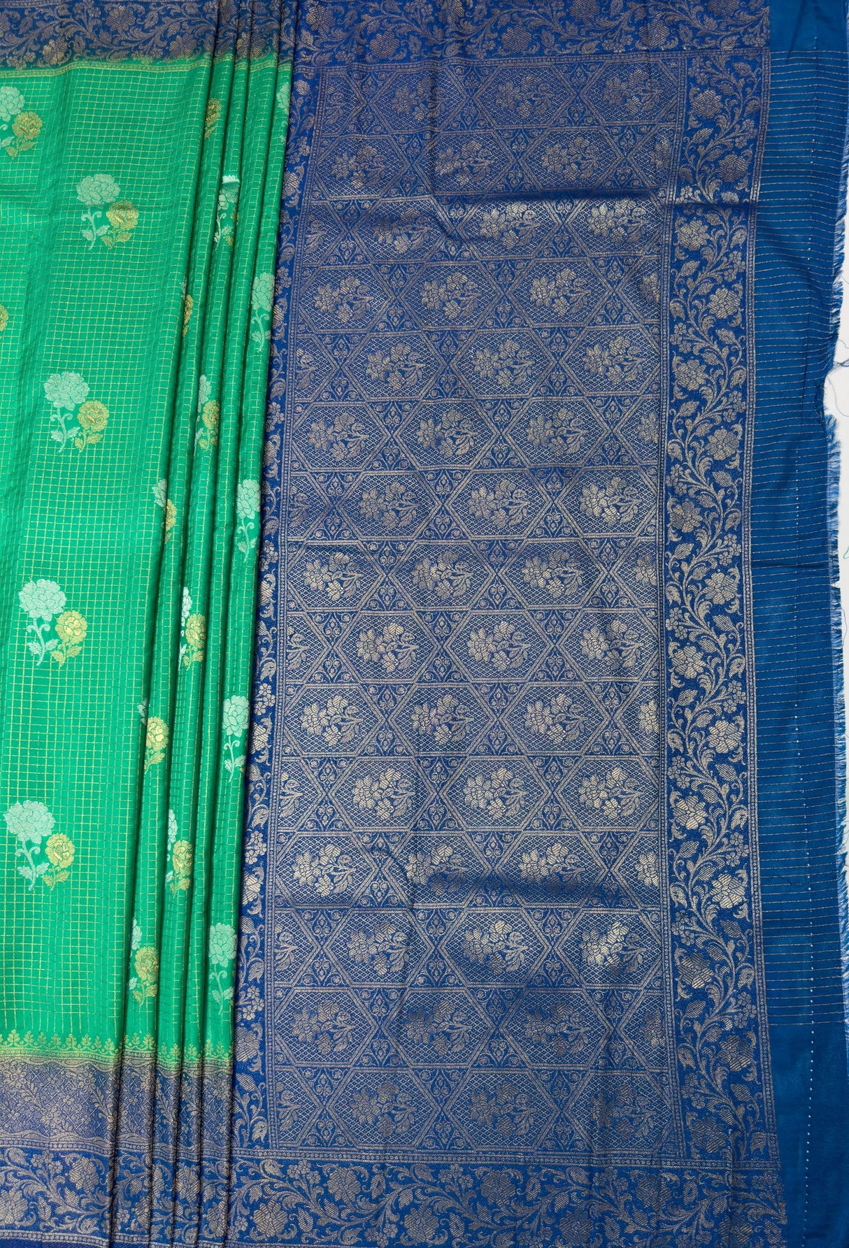 MIMOSA Rama Mysore Silk crepe Saree — pallu and zari work detail