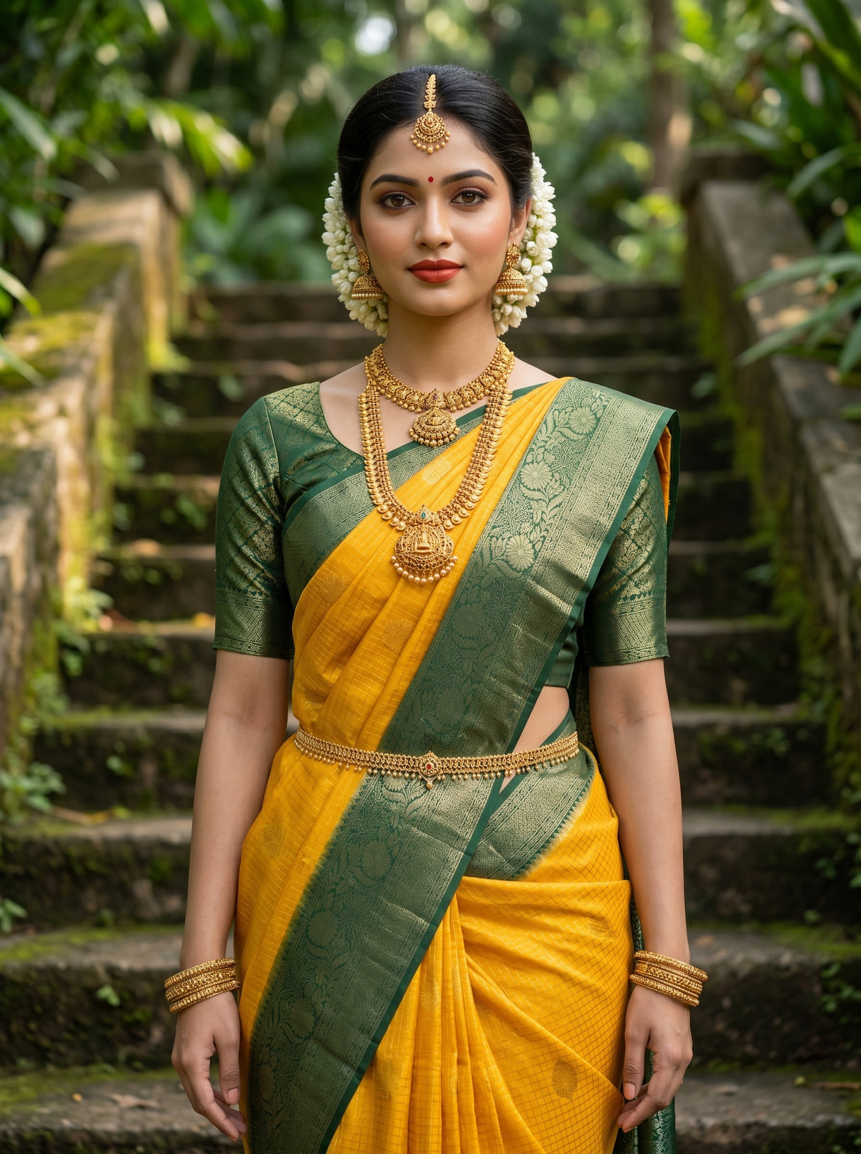MIMOSA Gold Mysore Silk crepe Saree — pose 10 styling detail