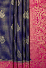 MIMOSA Navy Mysore Silk crepe Saree — fleets shot full lifestyle