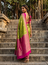 MIMOSA Olive Mysore Silk crepe Saree — pose 9 styling detail