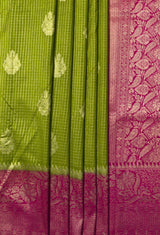 MIMOSA Olive Mysore Silk crepe Saree — fleets shot full lifestyle