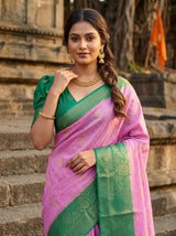 MIMOSA Pink Mysore Silk crepe Saree — pose 10 styling detail