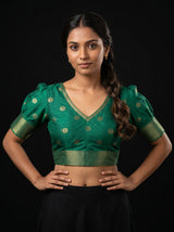 MIMOSA Pink Mysore Silk crepe Saree — blouse close-up