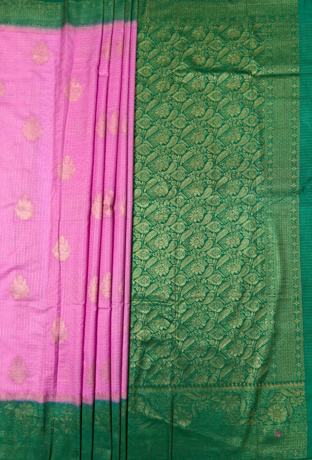 MIMOSA Pink Mysore Silk crepe Saree — pallu and zari work detail