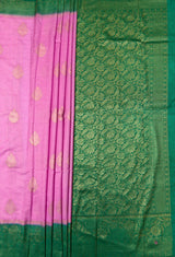 MIMOSA Pink Mysore Silk crepe Saree — pallu and zari work detail