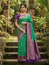 MIMOSA Rama Mysore Silk crepe Saree — pose 7 styling detail