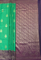 MIMOSA Rama Mysore Silk crepe Saree — pallu and zari work detail