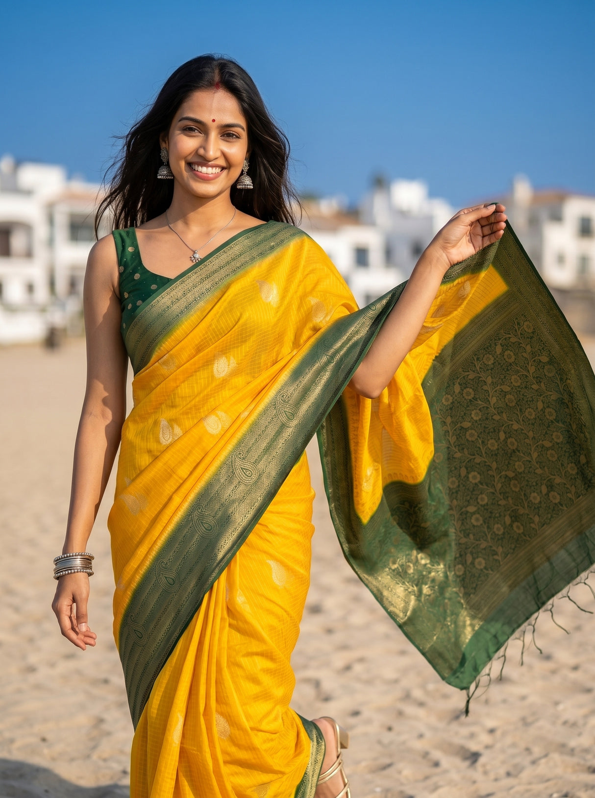 MIMOSA Gold Saree Saree — pose 10 styling detail