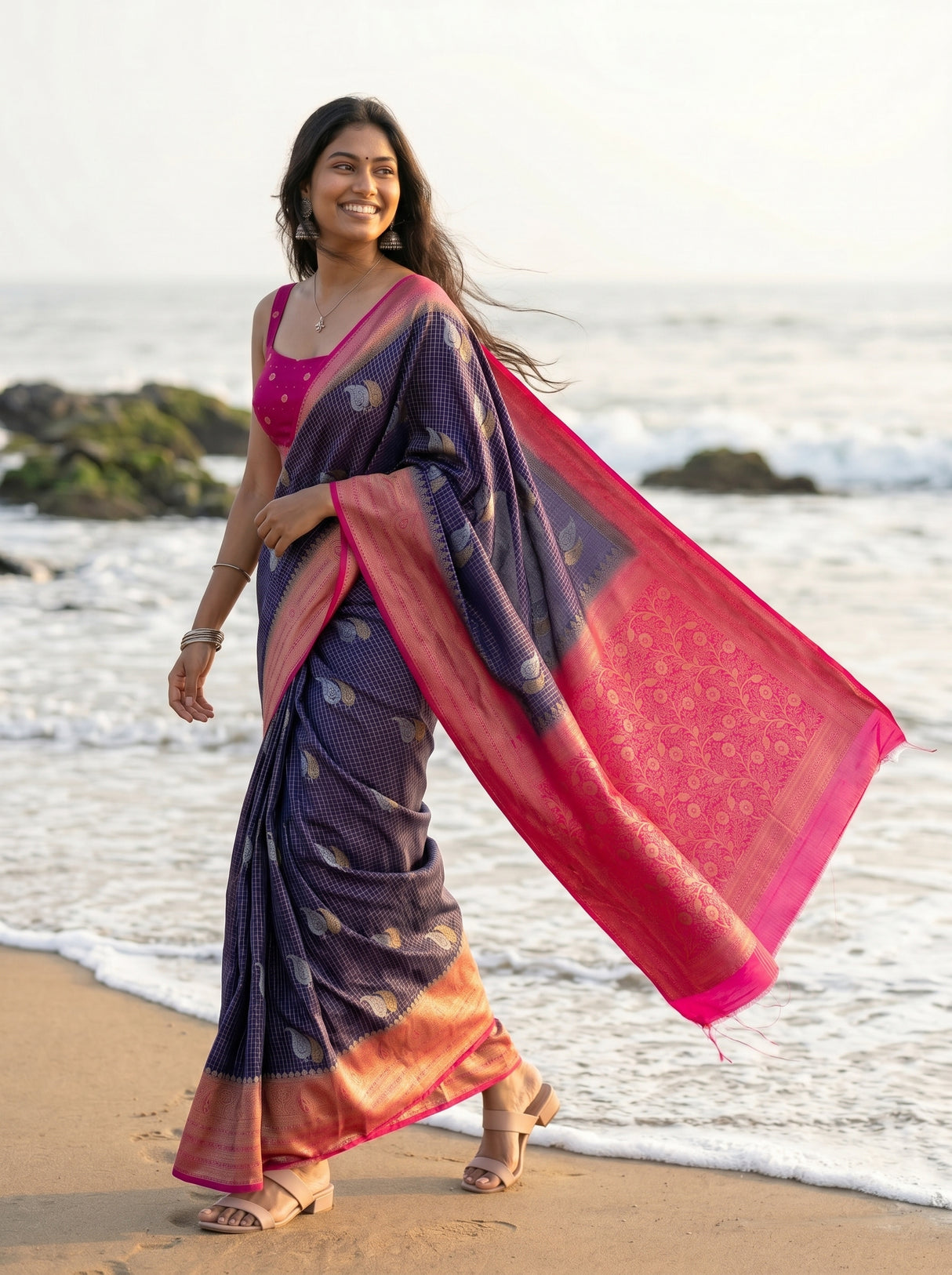 MIMOSA Navy Saree Saree — pose 6 styling detail