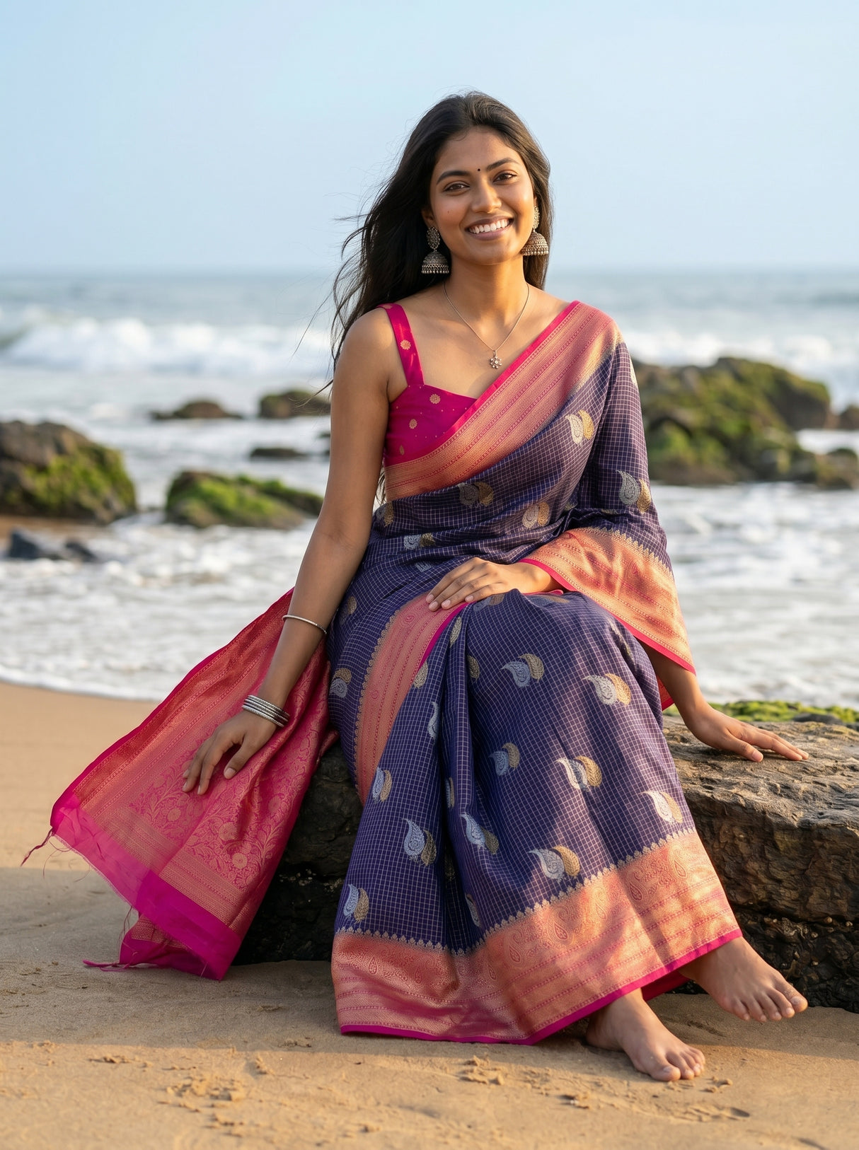 MIMOSA Navy Saree Saree — pose 8 styling detail