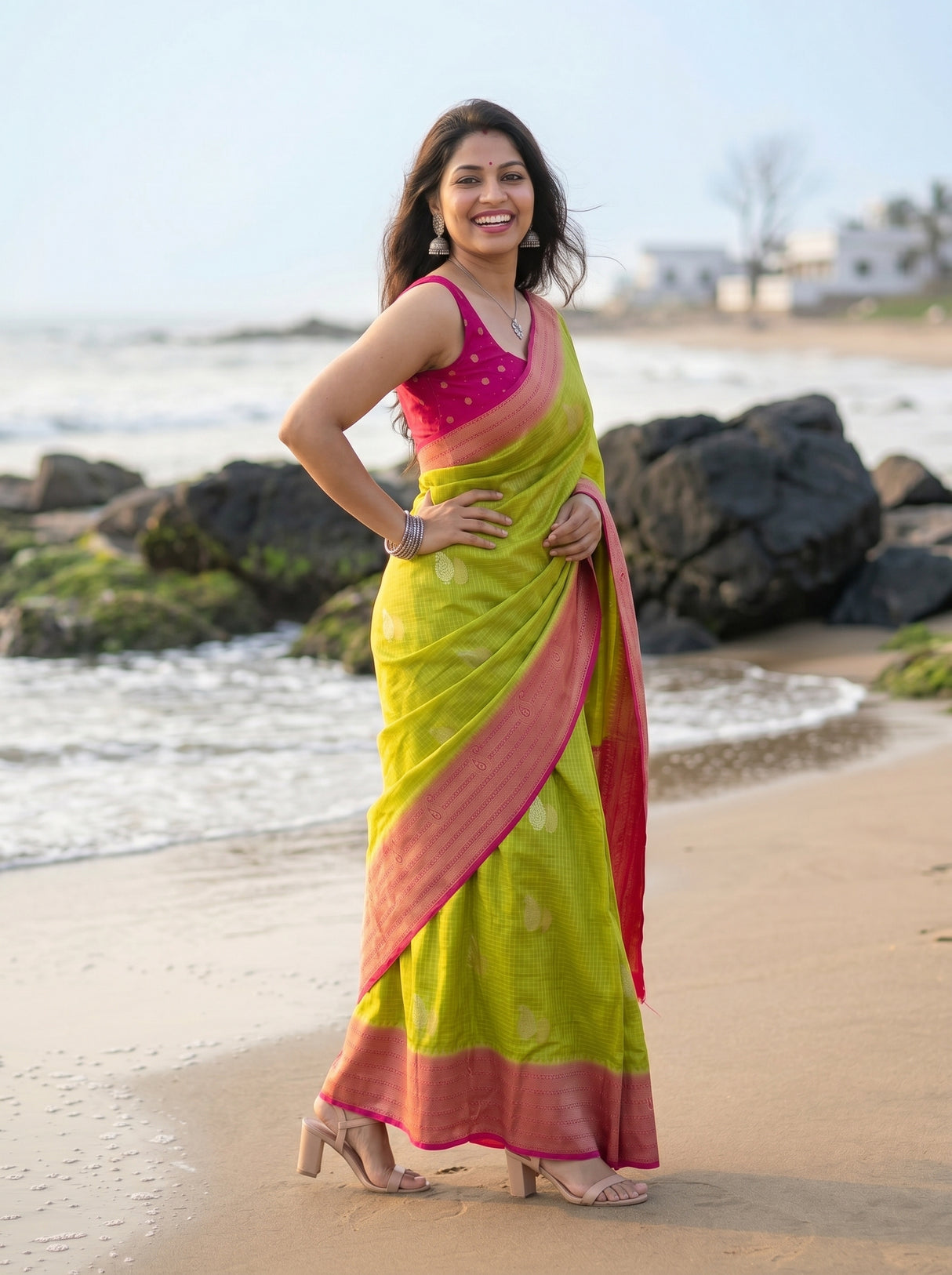 MIMOSA Olive Saree Saree — pose 4 styling detail