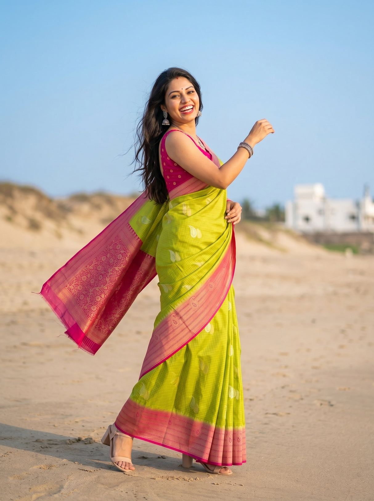 MIMOSA Olive Saree Saree — pose 9 styling detail