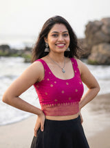 MIMOSA Olive Saree Saree — blouse close-up