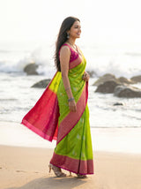 MIMOSA Parrot Green Saree Saree — pose 3 styling detail