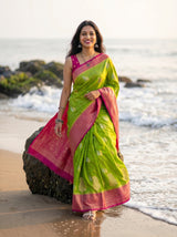 MIMOSA Parrot Green Saree Saree — pose 8 styling detail