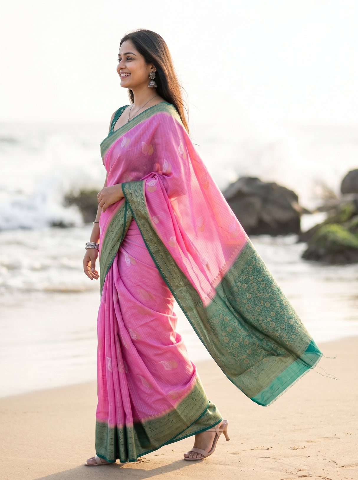 MIMOSA Pink Saree Saree — pose 3 styling detail