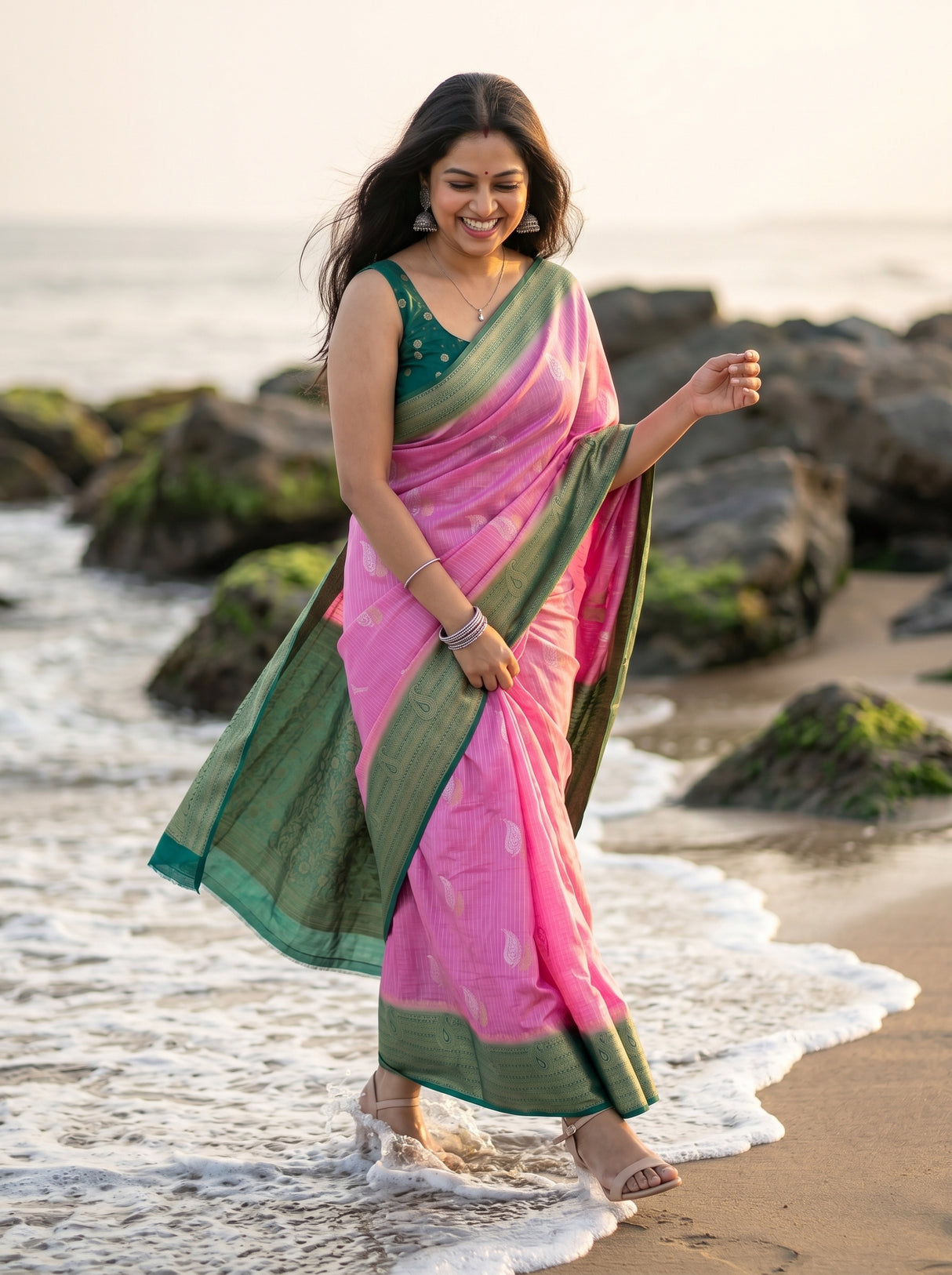 MIMOSA Pink Saree Saree — pose 5 styling detail