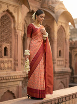 MIMOSA Peach Pochampally Saree — pose 5 styling detail