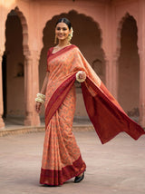 MIMOSA Peach Pochampally Saree — pose 6 styling detail