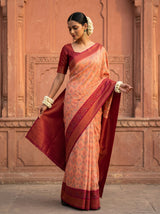MIMOSA Peach Pochampally Saree — pose 9 styling detail