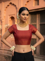 MIMOSA Peach Pochampally Saree — blouse close-up
