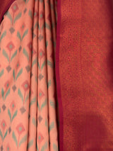 MIMOSA Peach Pochampally Saree — fleets shot full lifestyle