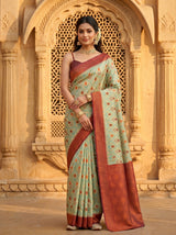 MIMOSA Chiku Pochampally Art Silk Saree — Full pose