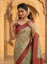 MIMOSA Chiku Pochampally Art Silk Saree — Border detail