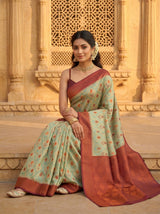 MIMOSA Chiku Pochampally Art Silk Saree — Pleats detail