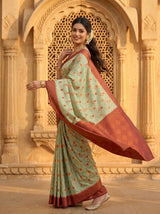 MIMOSA Chiku Pochampally Art Silk Saree — Footwear detail