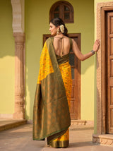 MIMOSA Gold Pochampally Art Silk Saree — Blouse detail