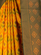 MIMOSA Gold Pochampally Art Silk Saree — Pallu detail