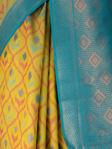MIMOSA Olive Pochampally Art Silk Saree — Pallu detail