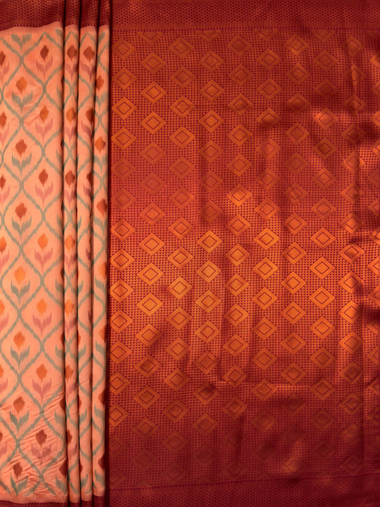 MIMOSA Peach Pochampally Art Silk Saree — Border detail