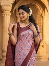 MIMOSA Pink Pochampally Art Silk Saree — Border detail