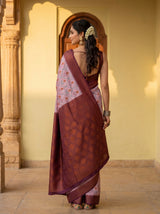 MIMOSA Pink Pochampally Art Silk Saree — Blouse detail