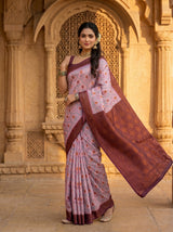 MIMOSA Pink Pochampally Art Silk Saree — Footwear detail
