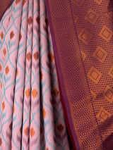 MIMOSA Pink Pochampally Art Silk Saree — fleets shot full lifestyle
