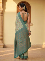 MIMOSA Pista Pochampally Art Silk Saree — Blouse detail