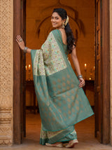MIMOSA Pista Pochampally Art Silk Saree — Mid-section detail