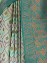 MIMOSA Pista Pochampally Art Silk Saree — Pallu detail