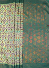 MIMOSA Pista Pochampally Art Silk Saree — pallu and zari work detail