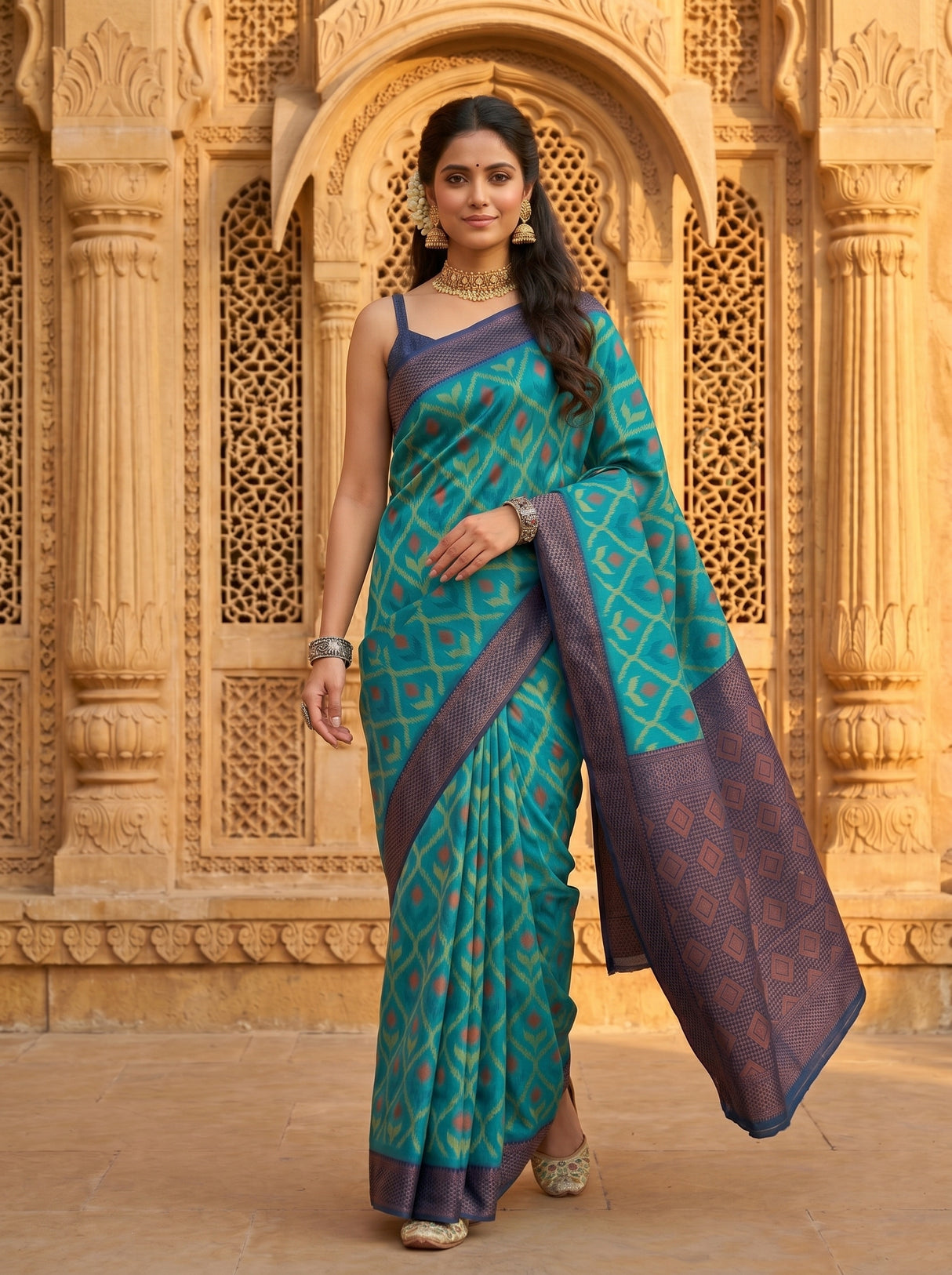 MIMOSA Rama Pochampally Art Silk Saree — Mid-section detail