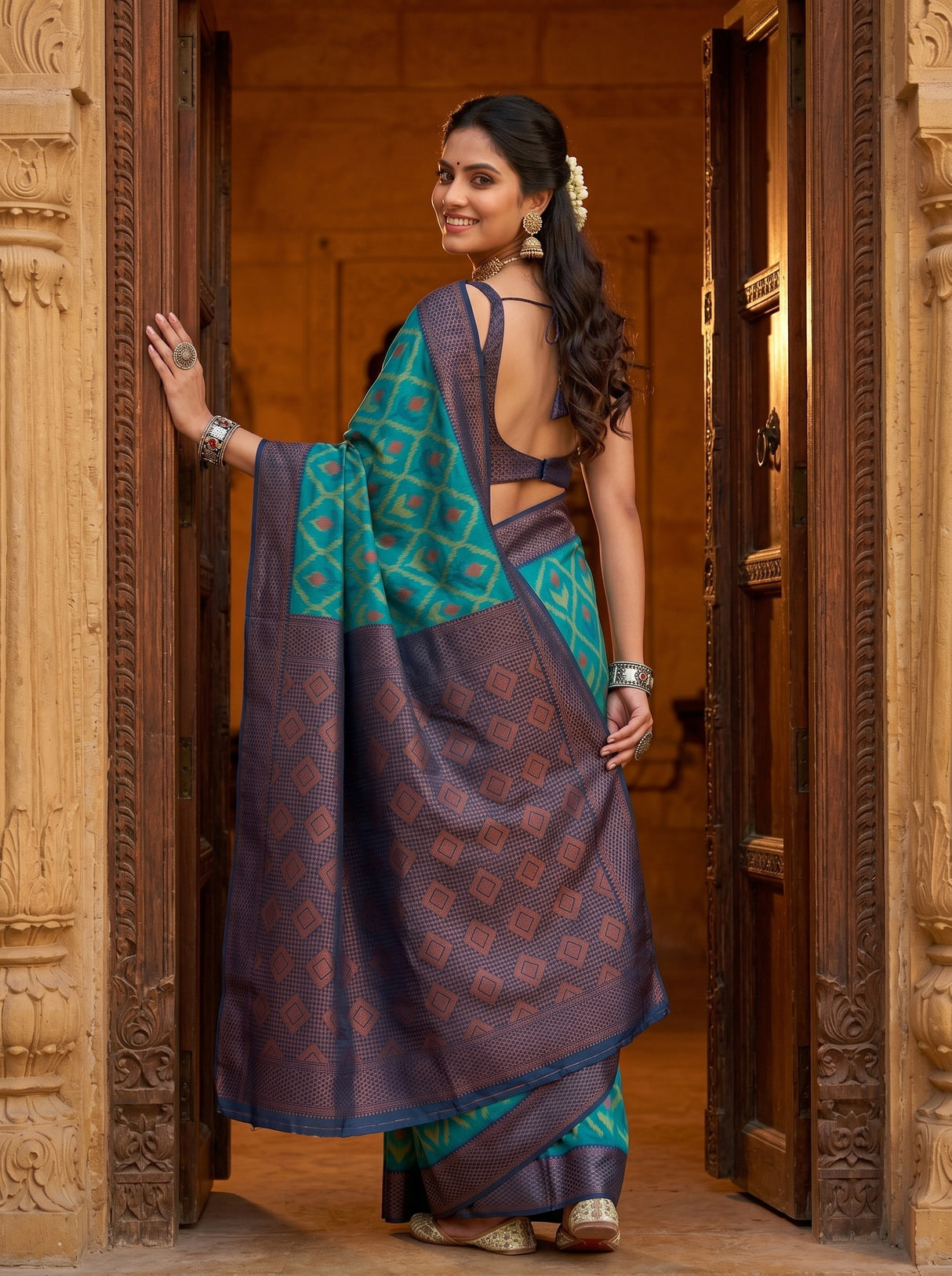MIMOSA Rama Pochampally Art Silk Saree — Lower body detail