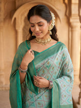 MIMOSA Sapphire Pochampally Art Silk Saree — Pleats detail