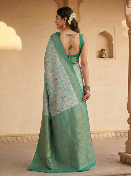 MIMOSA Sapphire Pochampally Art Silk Saree — Blouse detail