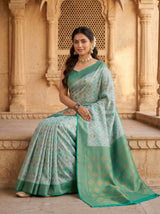 MIMOSA Sapphire Pochampally Art Silk Saree — Mid-section detail