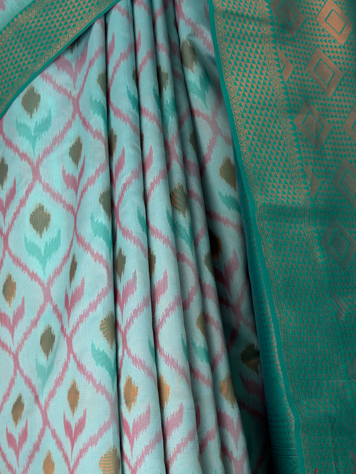 MIMOSA Sapphire Pochampally Art Silk Saree — Border detail