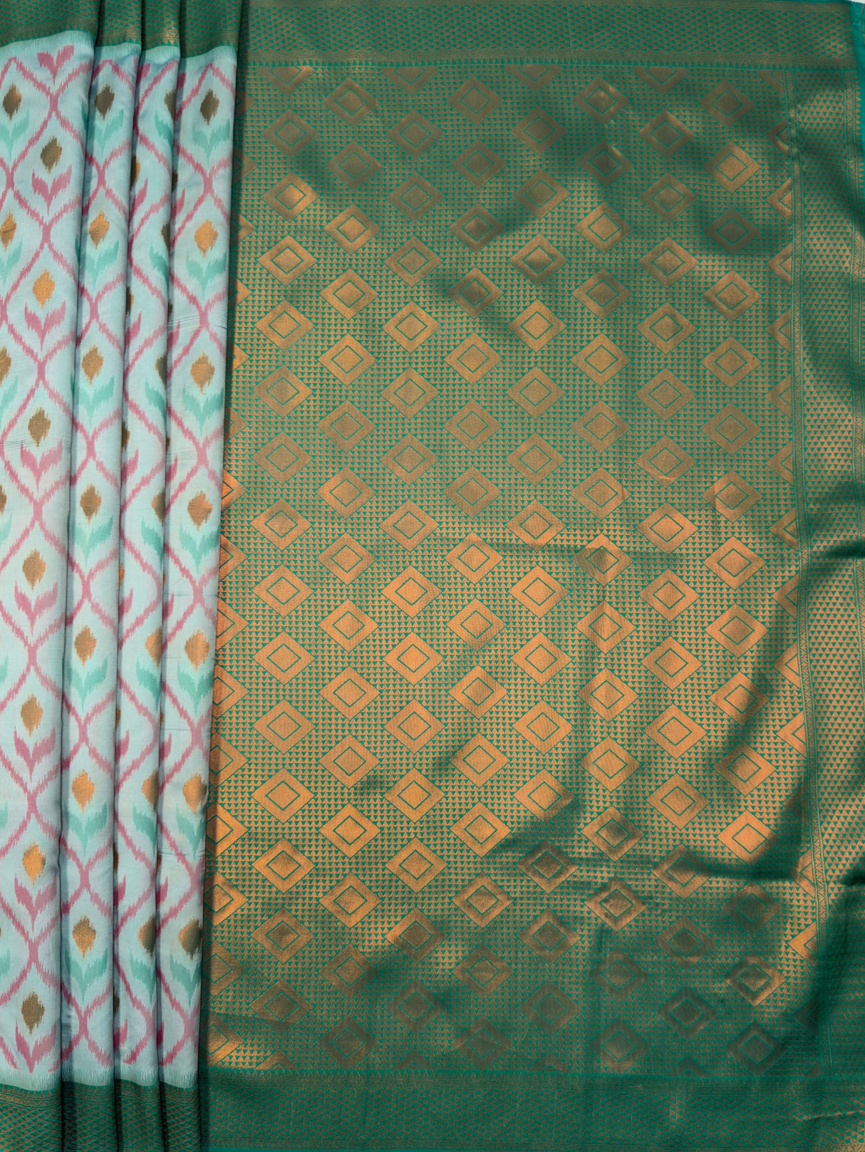 MIMOSA Sapphire Pochampally Art Silk Saree — Pallu detail